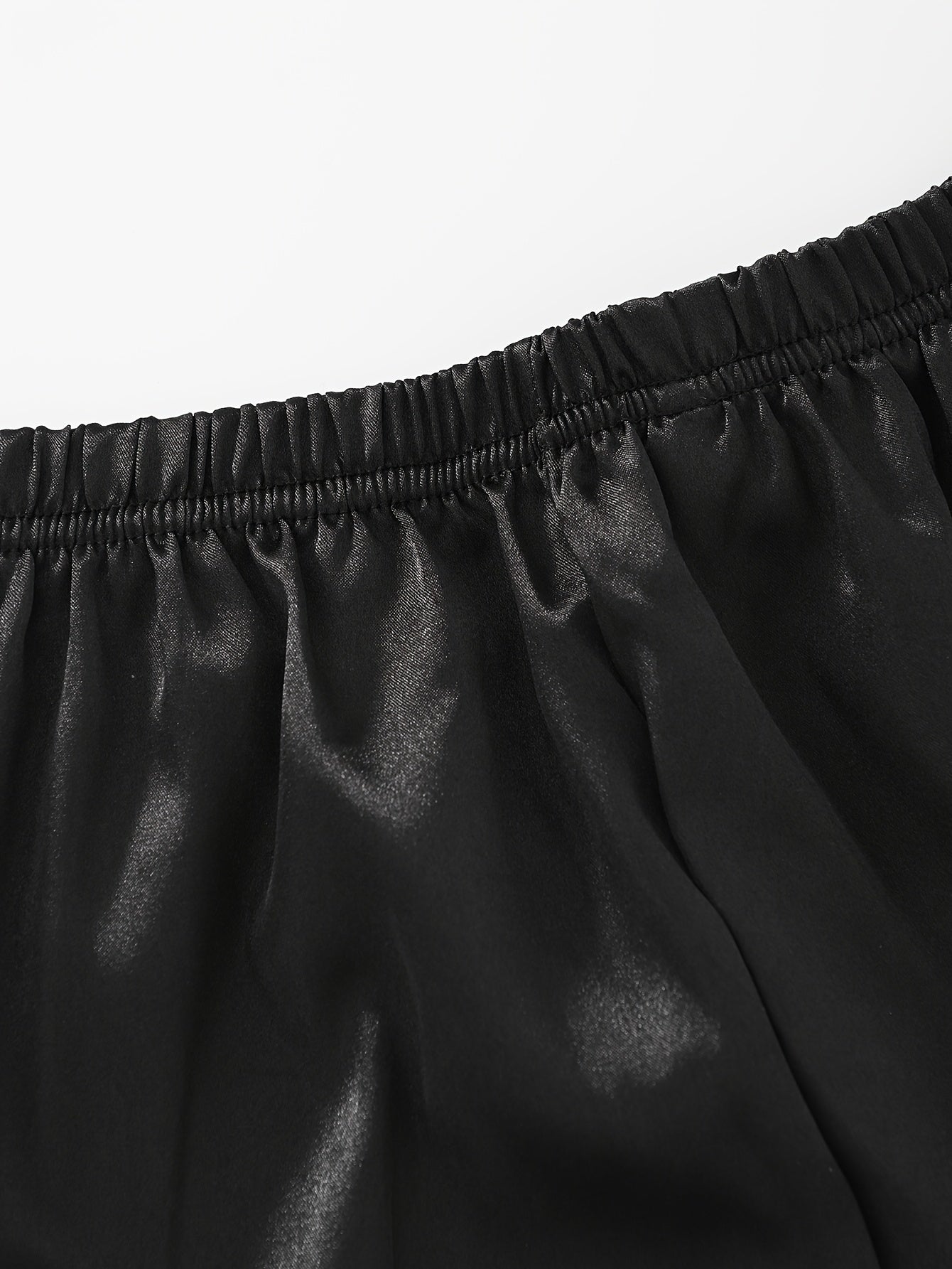 Conjunto de pijama de satén de manga larga para hombre con patrón de giro de color sólido para dormir y descansar