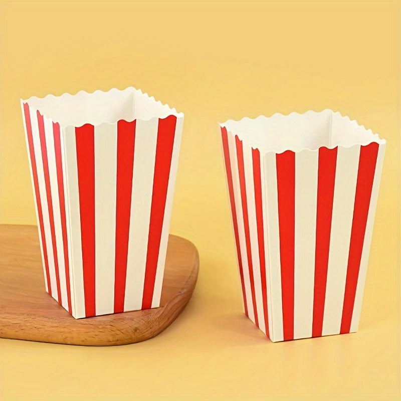 Striped Popcorn Boxes 10-Pack Paper Snack Containers for Movie Nights Parties