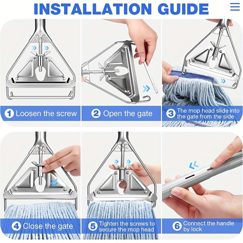 Uzun tutqichi bilan mustahkam sanoat ip mopu - uyda, ofisda, garajda va tijorat sharoitlarida nam va quruq tozalash uchun ideal