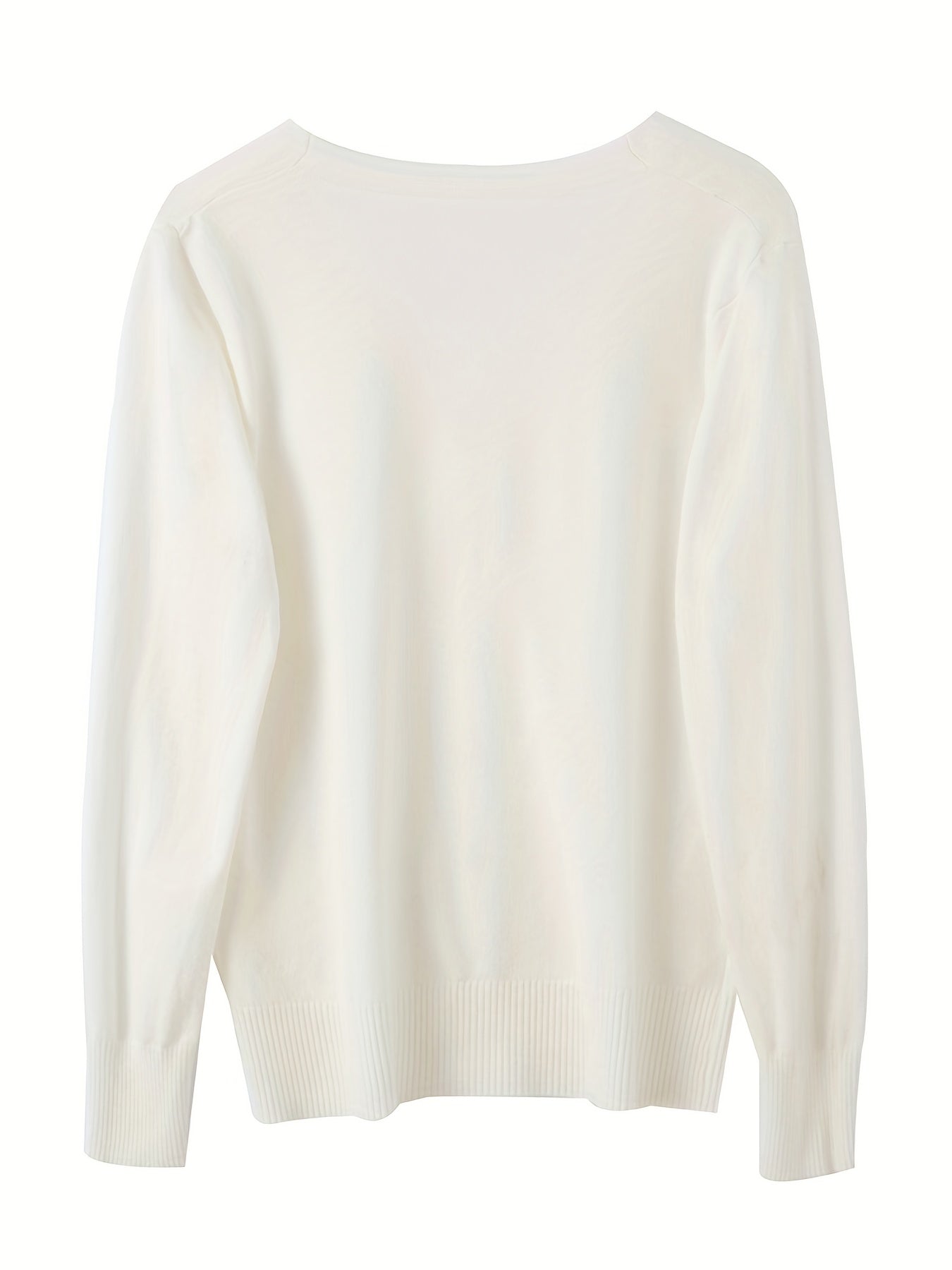 Chic V-yuqa kardigan, uzun yenglari bilan, bahor va kuz uchun mukammal.